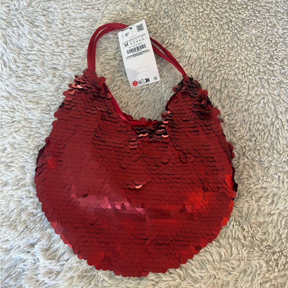 Zara Red Sequin Shoulder Bag